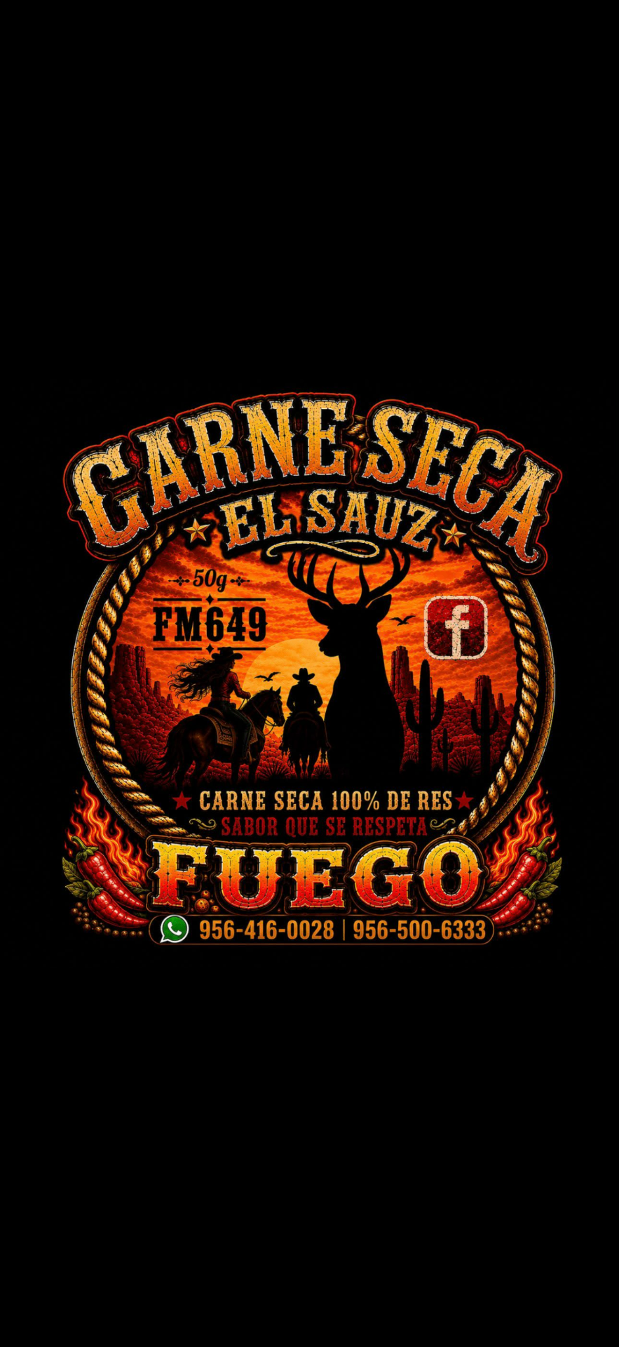 Carne Seca El Sauz Fuego label